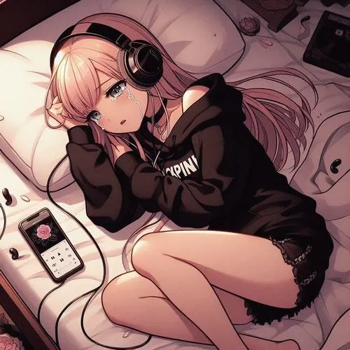 Ảnh ảnh anime nữ tâm trạng nhìn tin nhắn chưa gửi trên màn hình