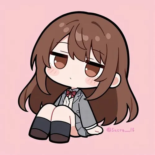 Ảnh profile chibi nữ nhấn biểu cảm gồm mắt và miệng