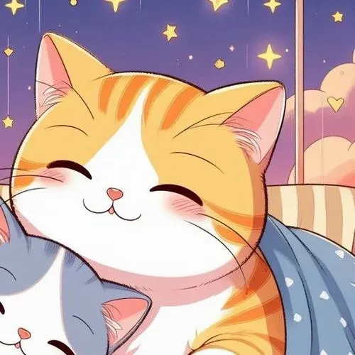 Ảnh đại diện đôi mèo đơ não cùng biểu cảm vô cảm siêu nhây