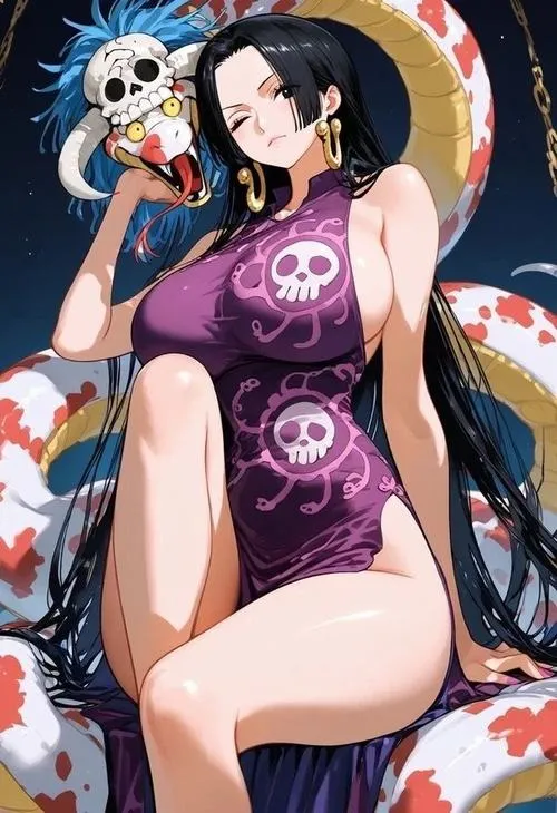 Ảnh ngầu Boa Hancock tông tím, bố cục xoáy mạnh, thần thái chiến binh khiến cảm giác áp đảo ngay lập tức