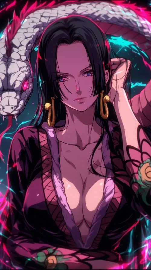 Hình nữ vương Amazon Lily trong khung tối, sắc đỏ nổi bật, gương mặt lạnh và vibe quyền lực rõ ràng