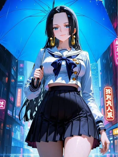 Ảnh fanart Boa Hancock tạo dáng chạm môi, nền tim hồng, nét si tình mà vẫn giữ vẻ kiêu hãnh