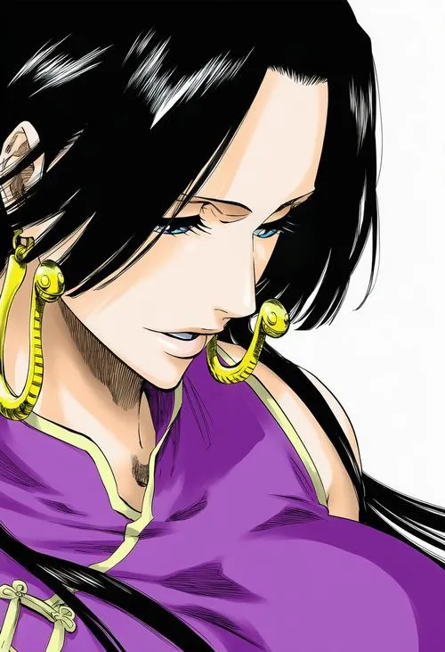 Ảnh bìa Boa Hancock nhìn nghiêng trên nền sao, tóc đen dài và ánh nhìn xa xăm tạo mood lặng sâu