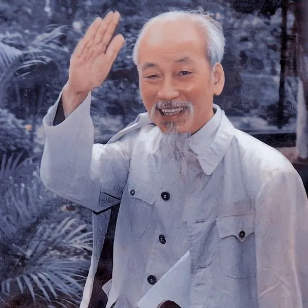 Hình Bác Hồ trang trọng với nền ảnh tối