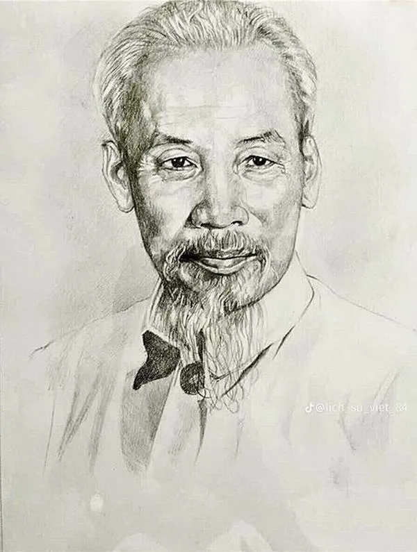 Hình Bác Hồ hiền từ cùng ánh mắt tạo điểm nhấn
