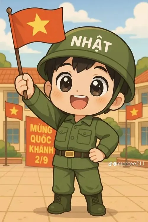 Ảnh gậy điều tiết giao thông đi cùng mũ kê pi tạo điểm nhấn chibi