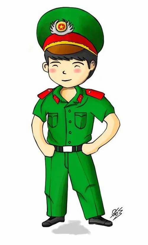 Hình minh họa công an dễ thương theo style tối giản hiện đại chuẩn vibe