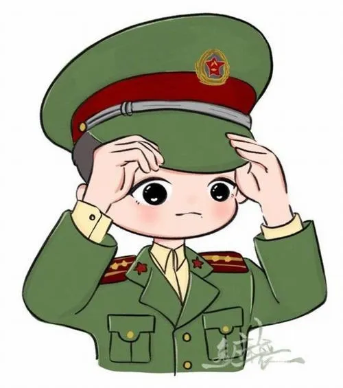 Minh họa công an chibi dễ thương với mũ kê pi và huy hiệu sáng rõ