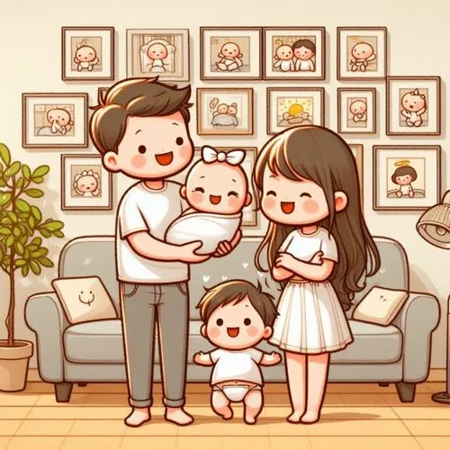 Những chi tiết nhỏ làm ảnh chibi gia đình 4 người trông có hồn và đáng yêu