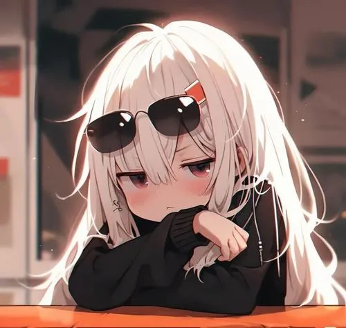 Hình cô gái chibi lạnh lùng dùng đổ khối tạo tương phản mạnh