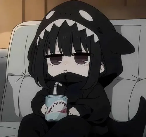 Ảnh nhân vật chibi nữ cool ngầu với tóc layer và ánh mắt liếc nhẹ