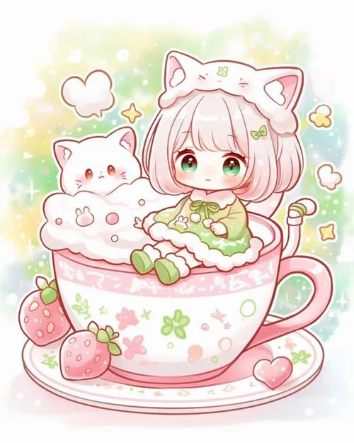 Ảnh chibi nữ dễ thương vẽ đường nét bo tròn mềm mại