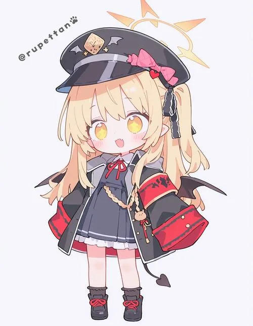 Nhân vật nữ chibi có tóc gồm mái và lọn mềm mại