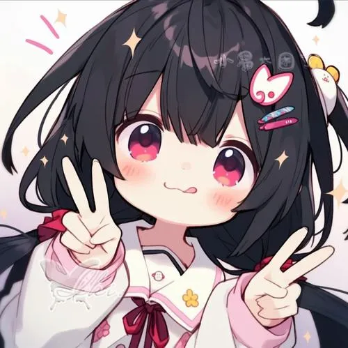 Ảnh hoạt hình nữ cute với má hồng và nụ cười nhẹ