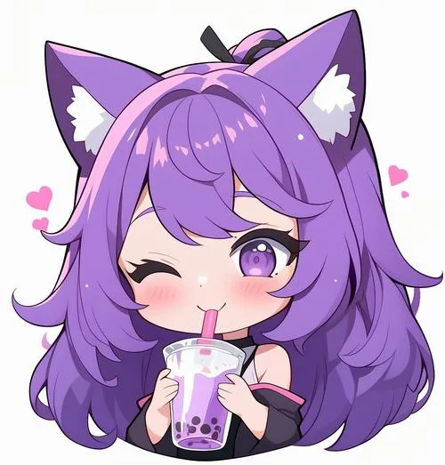 Tranh chibi nữ đáng yêu trên nền pastel nhẹ tối giản