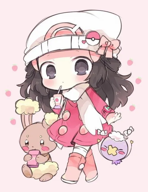 Hình chibi nữ cute phủ gam hồng pastel ngọt ngào