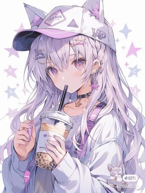 Ảnh chibi nữ dễ thương có đôi mắt to và má hồng