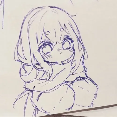 Ảnh vẽ bằng Procreate theo phong cách chibi nữ phong cách tối giản