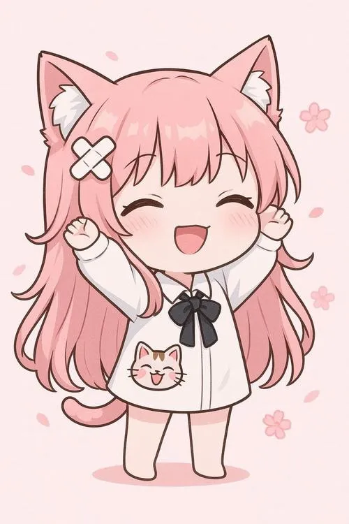 Chibi nữ cute màu hồng với đôi mắt long lanh, ai thích style đáng yêu chắc chắn mê tít