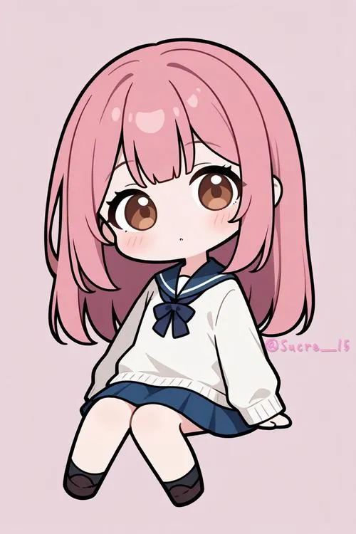 Hình chibi bé xinh với mắt và highlight long lanh