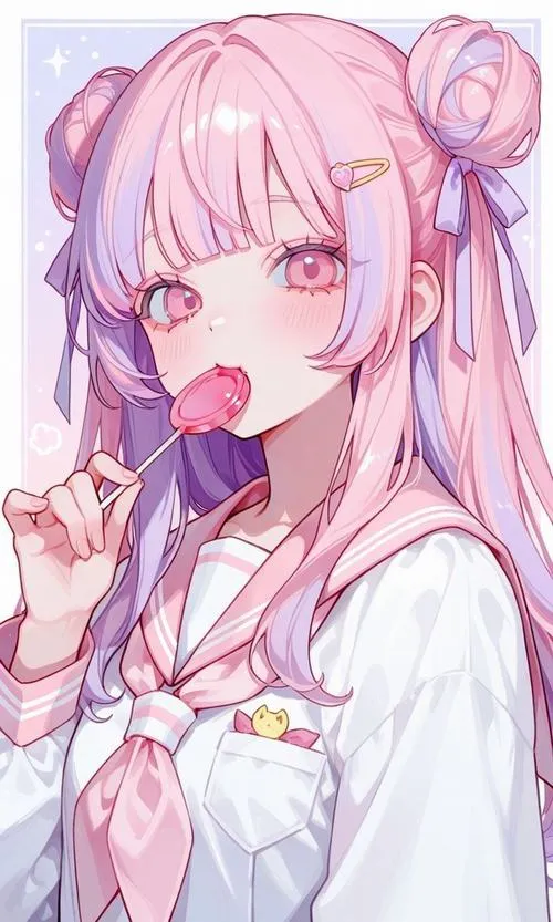 Ảnh phông nền pastel làm nhân vật chibi nữ thêm dễ thương