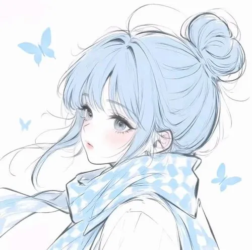 Ảnh xanh cobalt cho tóc xanh dương cùng viền trắng phát sáng