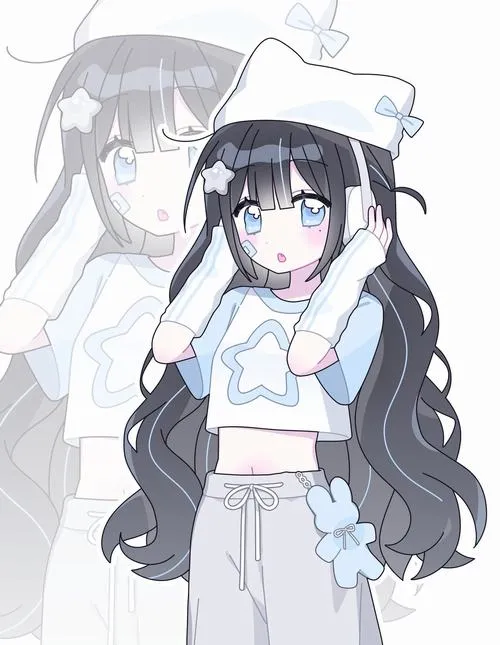 Ảnh profile nàng chibi lạnh lùng chọn bảng màu lạnh và nền tối giản