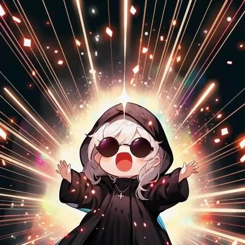 Ảnh profile nhân vật chibi nữ cá tính trên nền texture hạt nhẹ