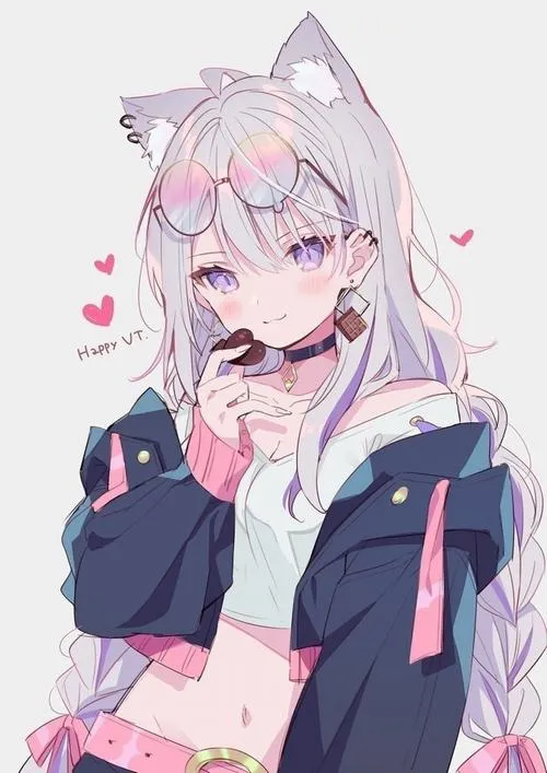 Hình chị chibi chất chơi khoác áo khoác rộng kiểu streetwear