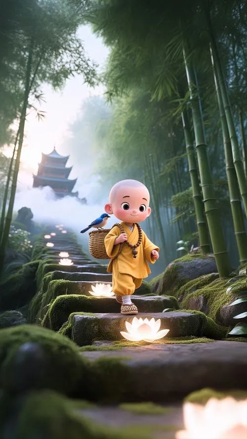 Hình ảnh chú tiểu gõ mõ trong khóa lễ vang thiền vị sâu lắng