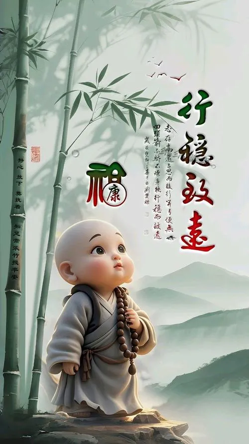 Hình ảnh chú tiểu tụng kinh bên đèn lồng đêm lễ hội