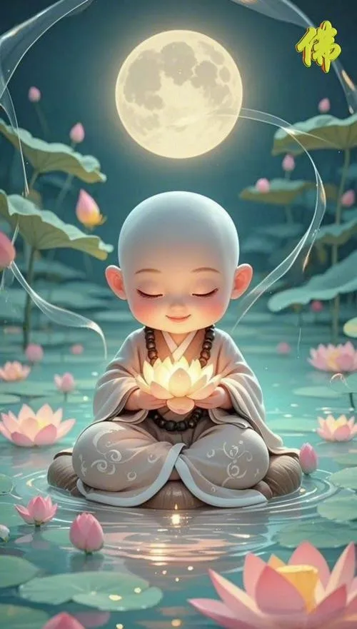 Hình ảnh chú tiểu ngộ nghĩnh mang nét hồn nhiên đáng yêu