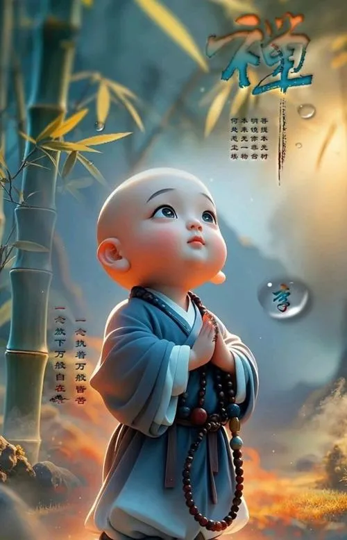 Hình ảnh chú tiểu ngây thơ với ánh mắt trong trẻo