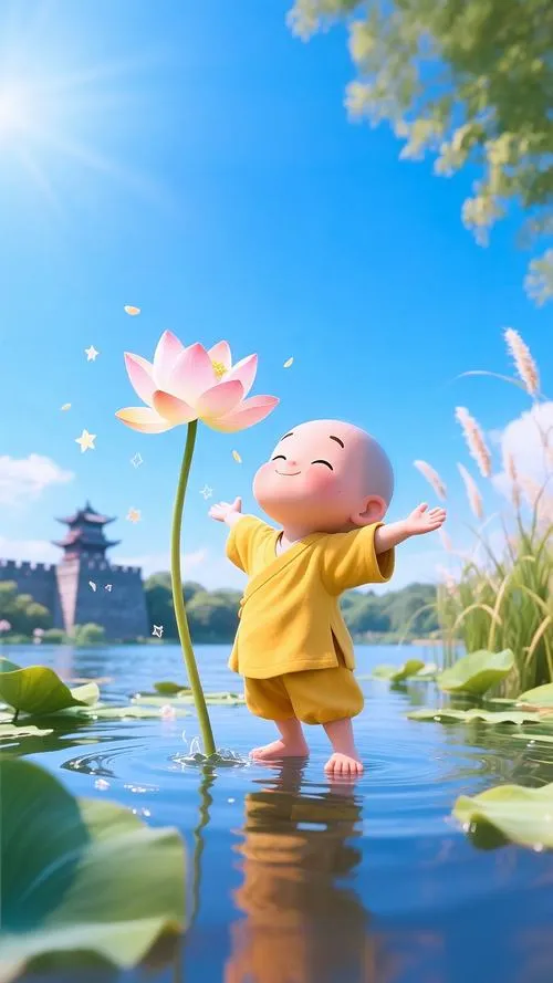 Cảnh chú tiểu học chữ, học kinh tại tăng xá yên bình