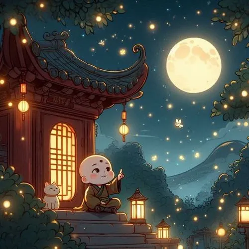 Phong thái tôn nghiêm của chú tiểu trước bảo tháp cổ kính