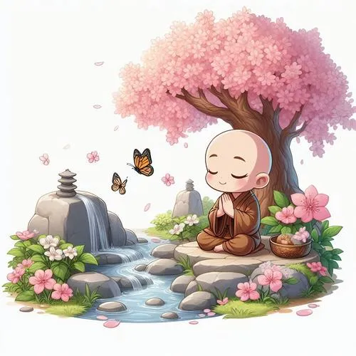 Hình ảnh chú tiểu ngộ nghĩnh khiến người xem mỉm cười