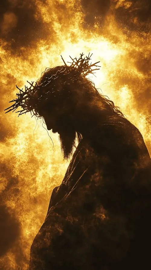 Khắc họa Chúa Giêsu với khuôn mặt hiền giữa ánh hào quang