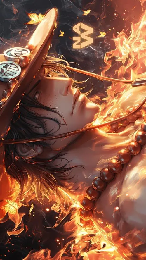 Ace Onepiece cận cảnh nắm đấm lửa, tia sáng vỡ, hợp làm avatar ngầu gọn