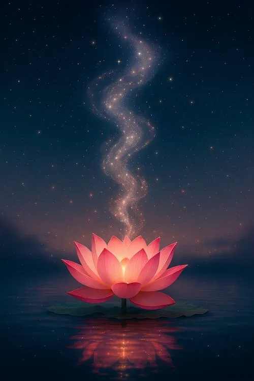 Sắc tịnh lạc lan nhẹ quanh hoa sen và hào quang