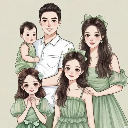 44 Hình Gia Đình 5 Người Chibi phong cách hoạt hình hợp làm ảnh kỷ niệm