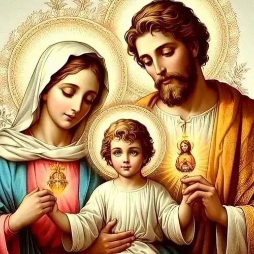 Khung cảnh Chúa Giêsu Hài Đồng trong mái ấm gia đình đầy ánh sáng thiêng