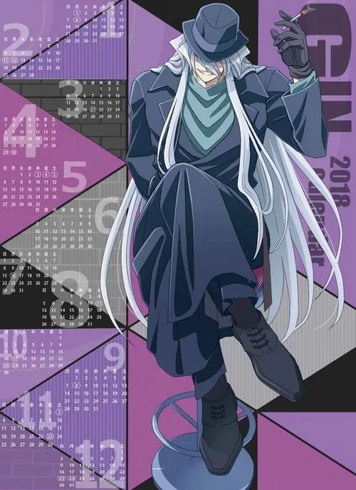 Hình nền 4K Gin phong cách đồ họa, mũ phớt và áo đen nổi trên nền tím, nhìn gọn lạnh