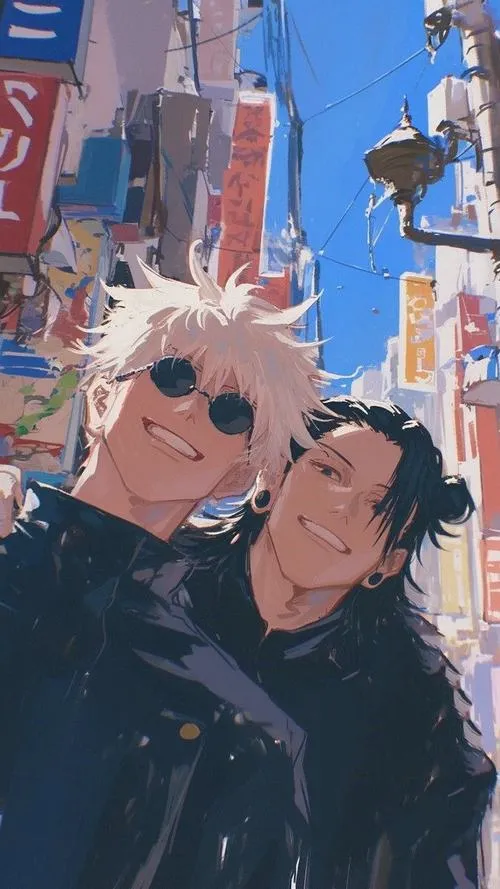 45 Hình Ảnh Gojo và Geto đẹp bố cục đối xứng ánh nhìn trái ngược tạo cảm giác vừa gần vừa xa