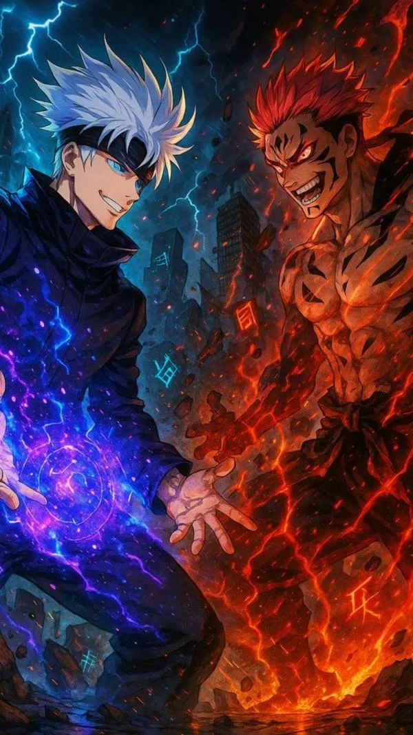 Ảnh nền 4K Gojo mở màn tầm xa, nén năng lượng rồi phóng thích, dư chấn lan rộng