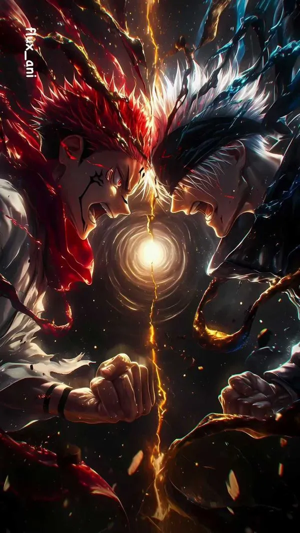 Ảnh nền Sukuna tung vết cắt không gian, đường cắt lạnh làm nền cảnh như rạn nứt