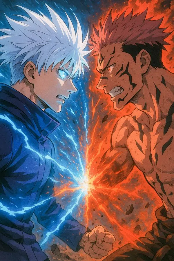 Ảnh fanart đẹp cảnh Gojo hồi phục bằng phản chuyển thuật thức, vệt máu và hơi thở gấp