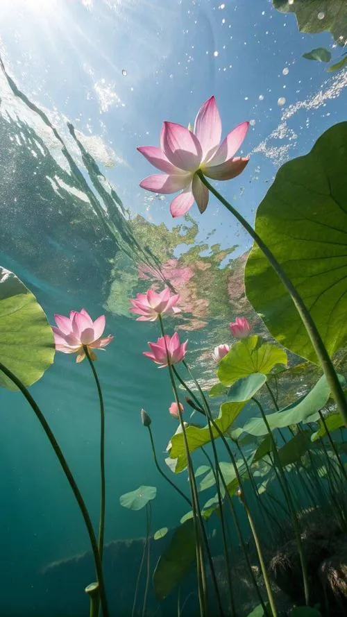 Bộ ảnh hoa sen tươi mới với nền xanh non thanh khiết