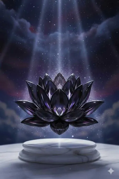 Không khí lặng thinh quanh hoa sen đen trên mặt nước tối