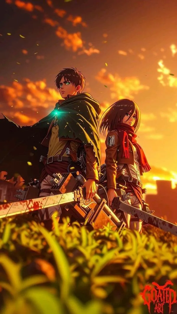 Hình nền 4K Mikasa cận mặt, mắt sâu tập trung, khăn quàng đỏ như lời hứa định mệnh