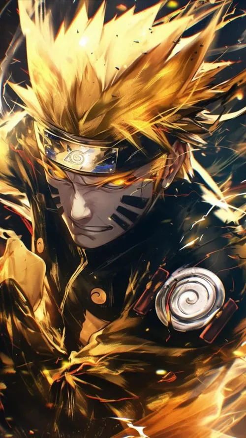 Ảnh Fanart biểu tượng cổ sau lưng nhân vật, tông vàng trắng, vibe thức tỉnh rất “thần”.